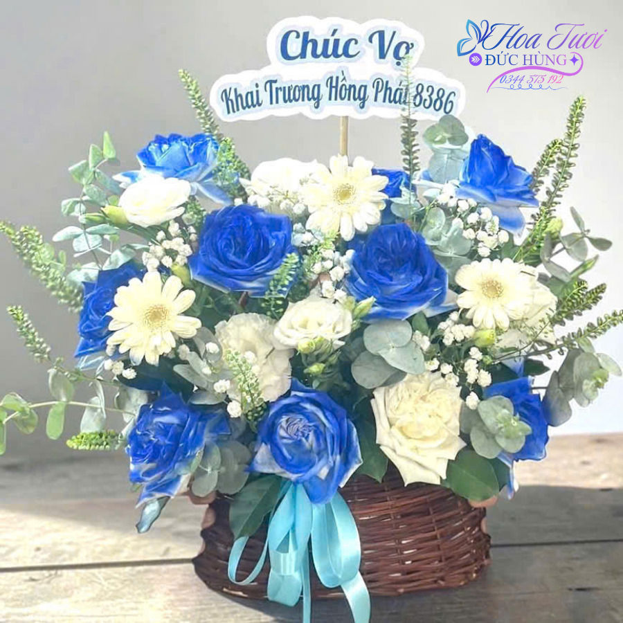 Đặt Giỏ Hoa Xanh Đẹp GH023
